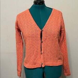 Madewell Coral Button-Up Cardigan